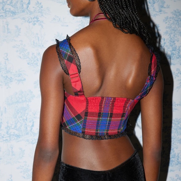 Urban Outfitters Kimchi Blue Perfectly Precious Plaid Bustier Top - Picture 4 of 9